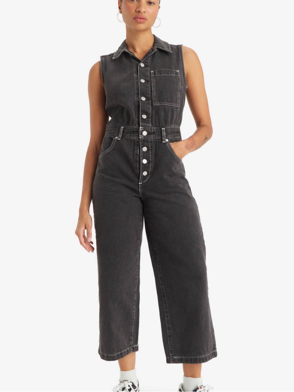 Levi's Black Sleeveless Denim Jumpsuit